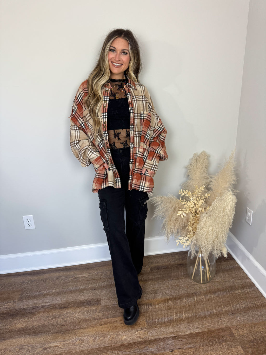Keystone Plaid Top | Rust FINAL SALE