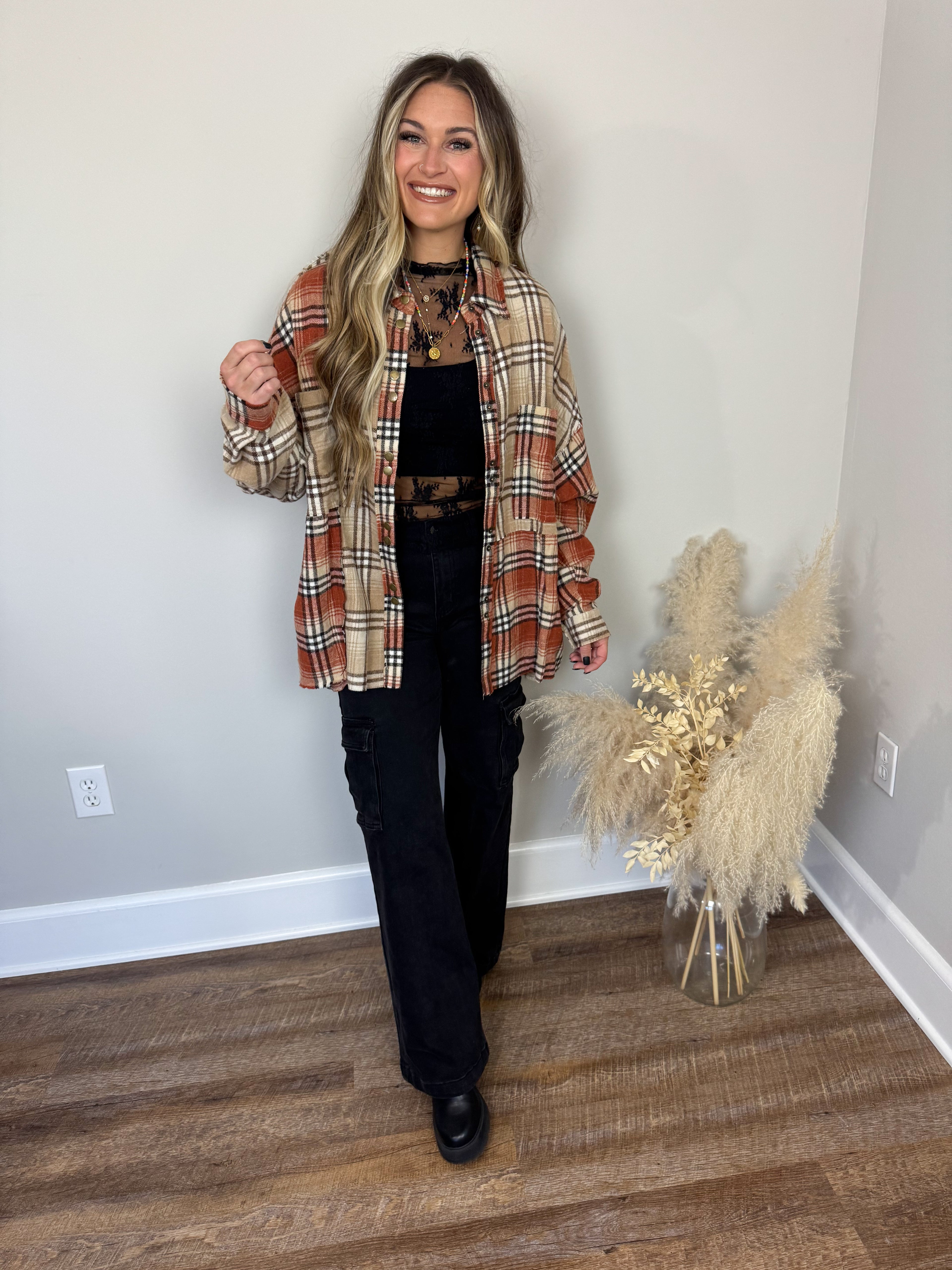 Keystone Plaid Top | Rust FINAL SALE
