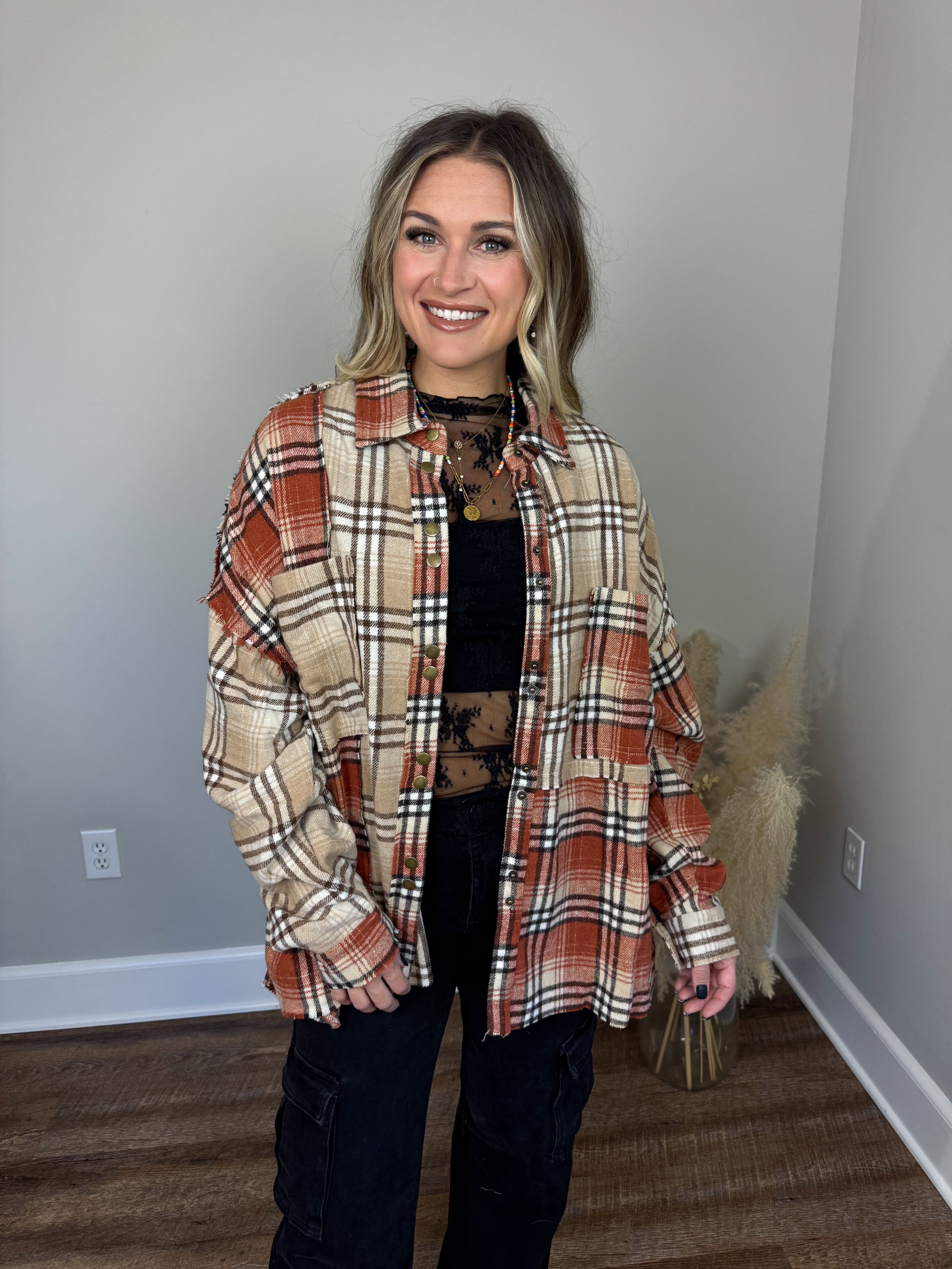 Keystone Plaid Top | Rust FINAL SALE