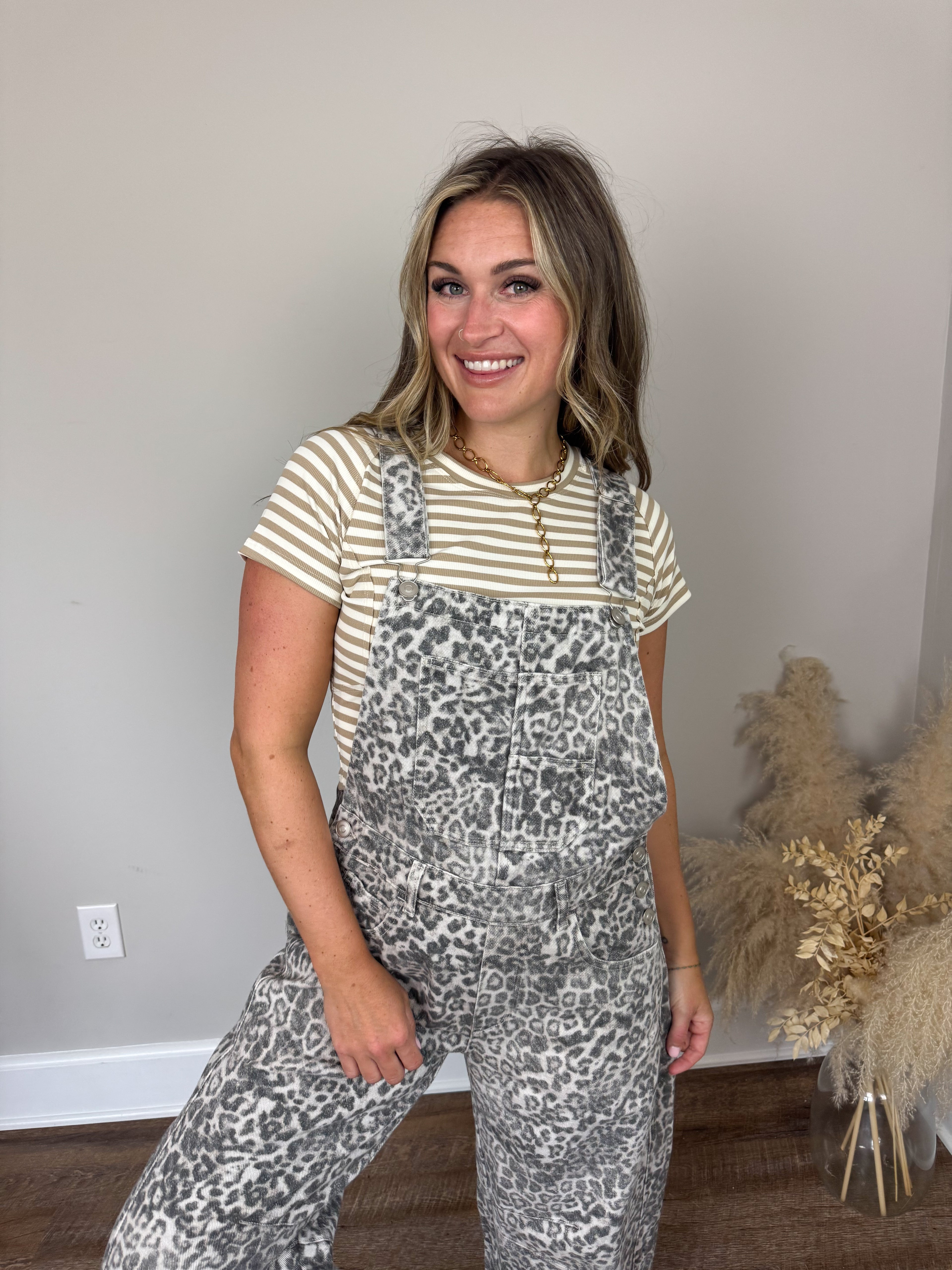 Beside Me Leopard Overalls