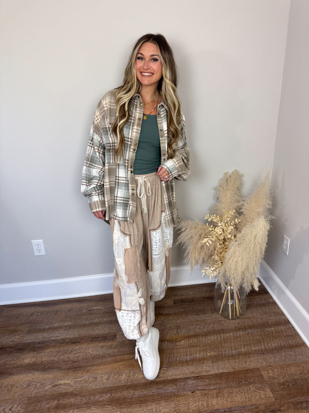 Keystone Plaid Top | Taupe FINAL SALE