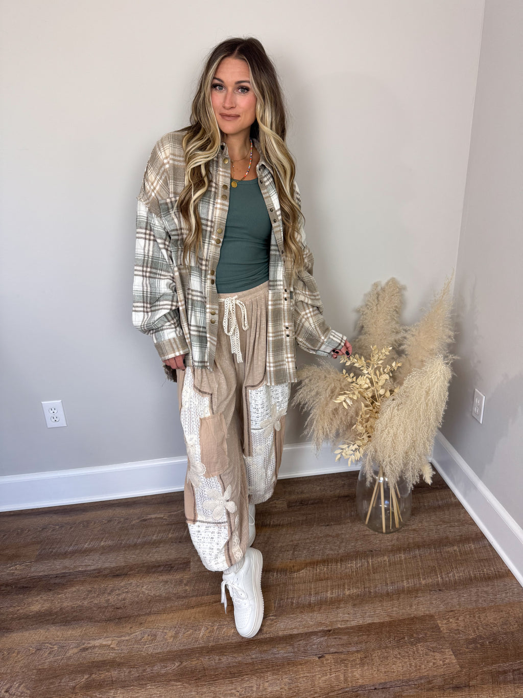 Keystone Plaid Top | Taupe FINAL SALE