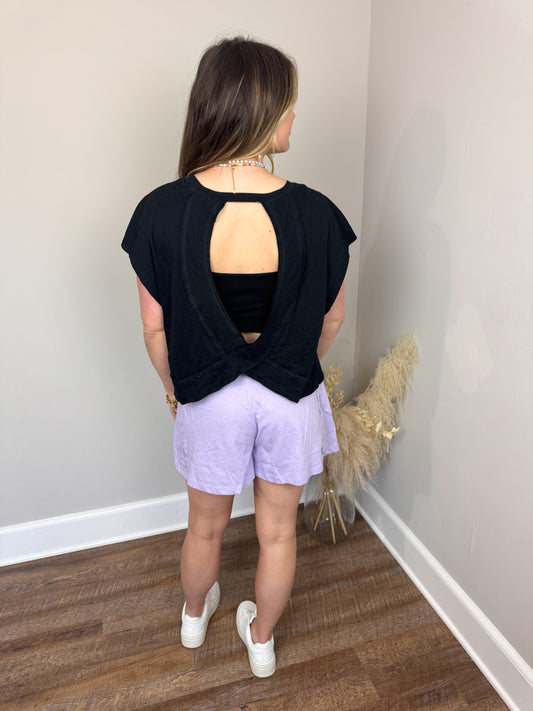 Fig Open Back Top | Black