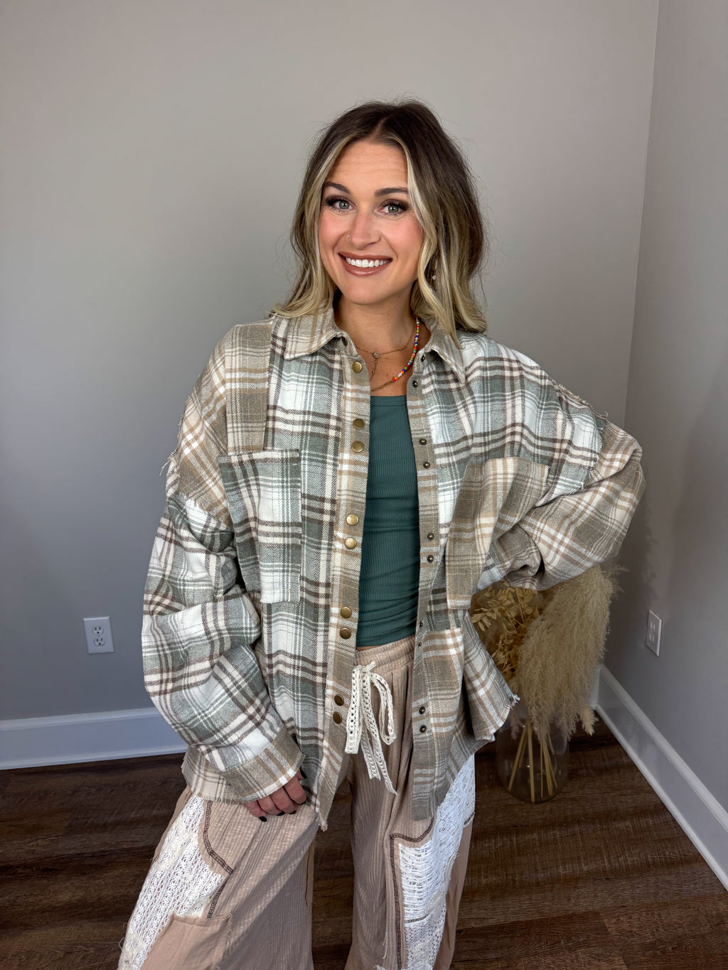 Keystone Plaid Top | Taupe FINAL SALE