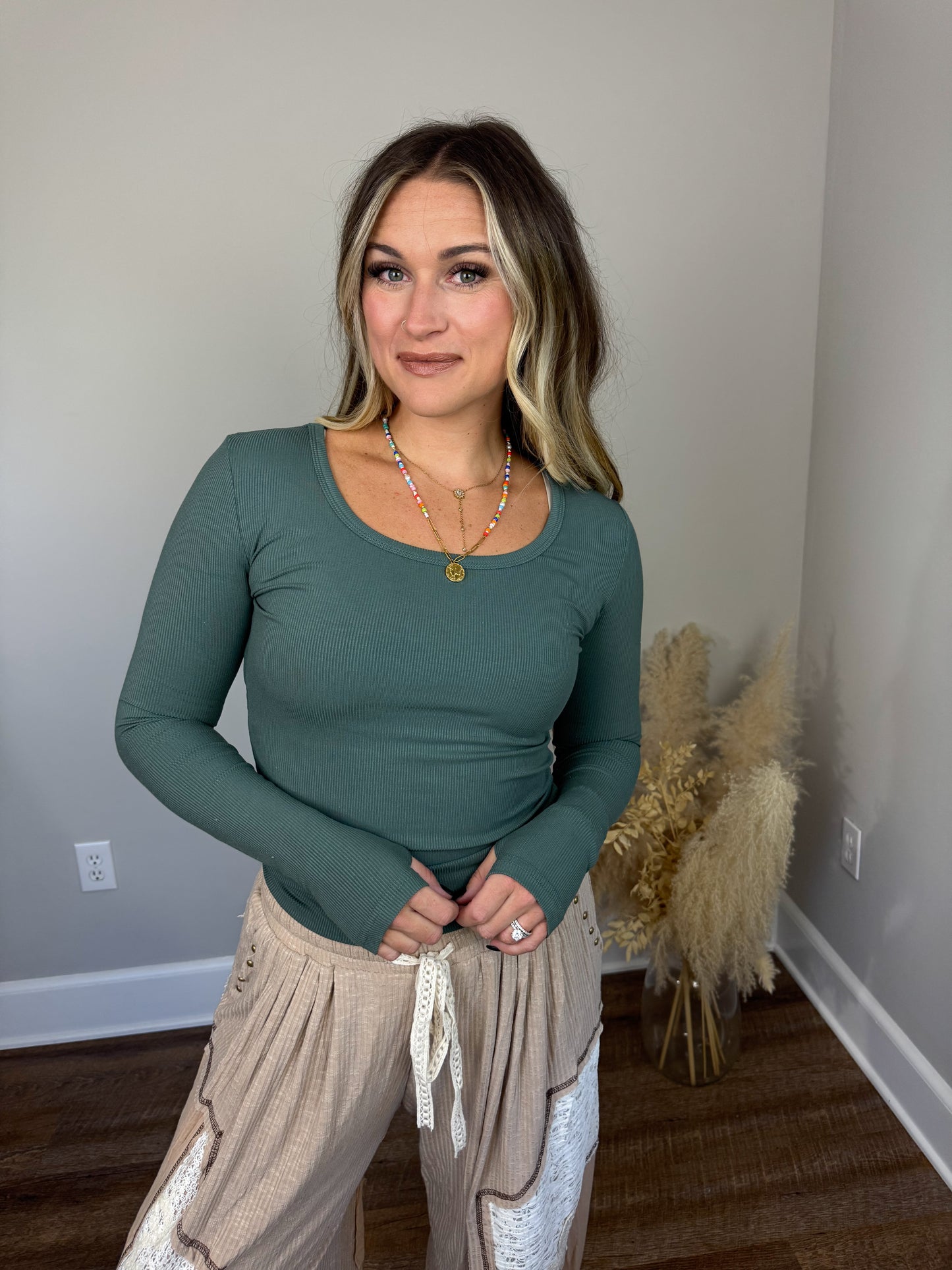 Clark Scoop Neck Long Sleeve | Hunter Green