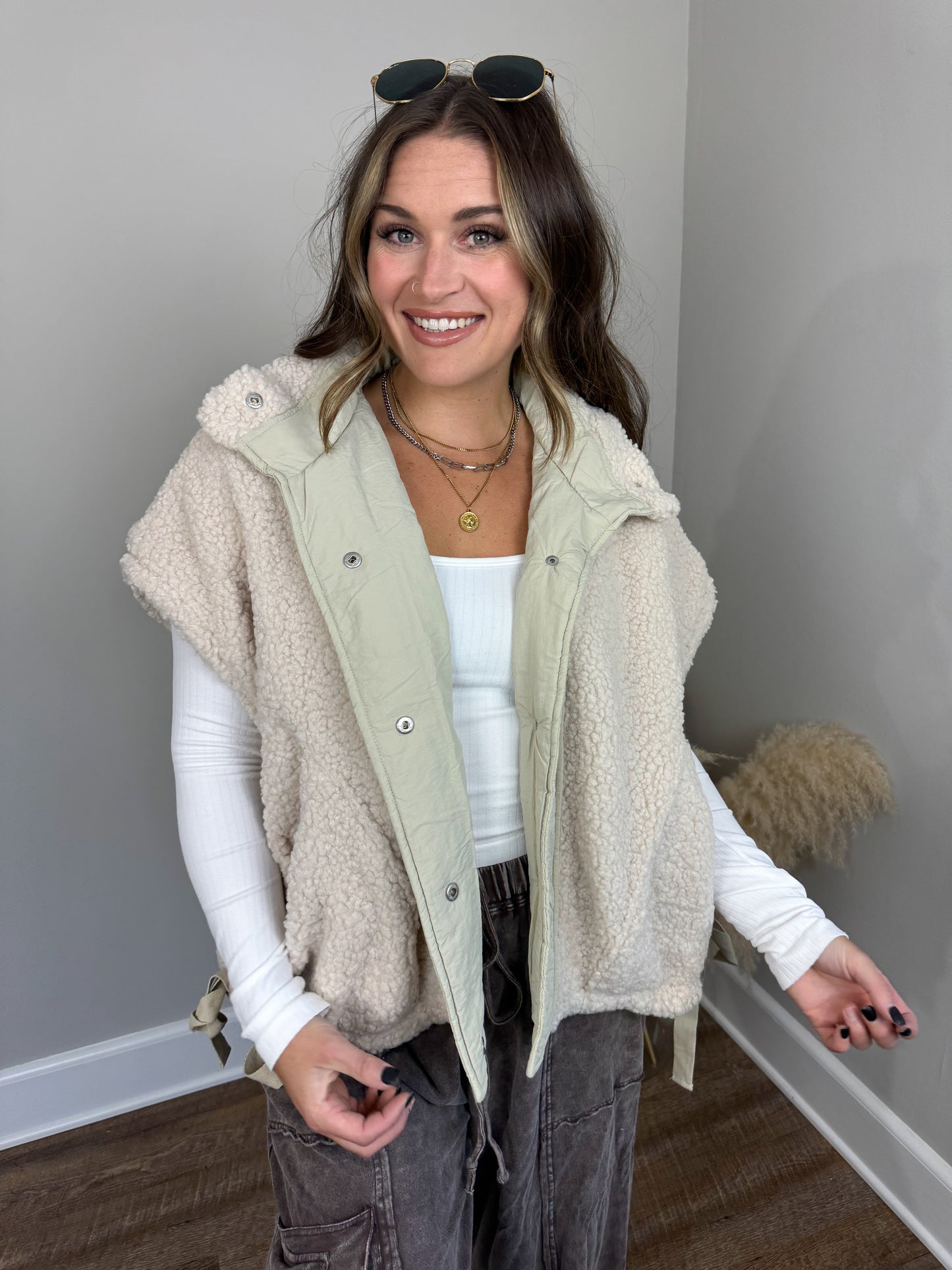 Sunflower Sherpa Vest | Cream