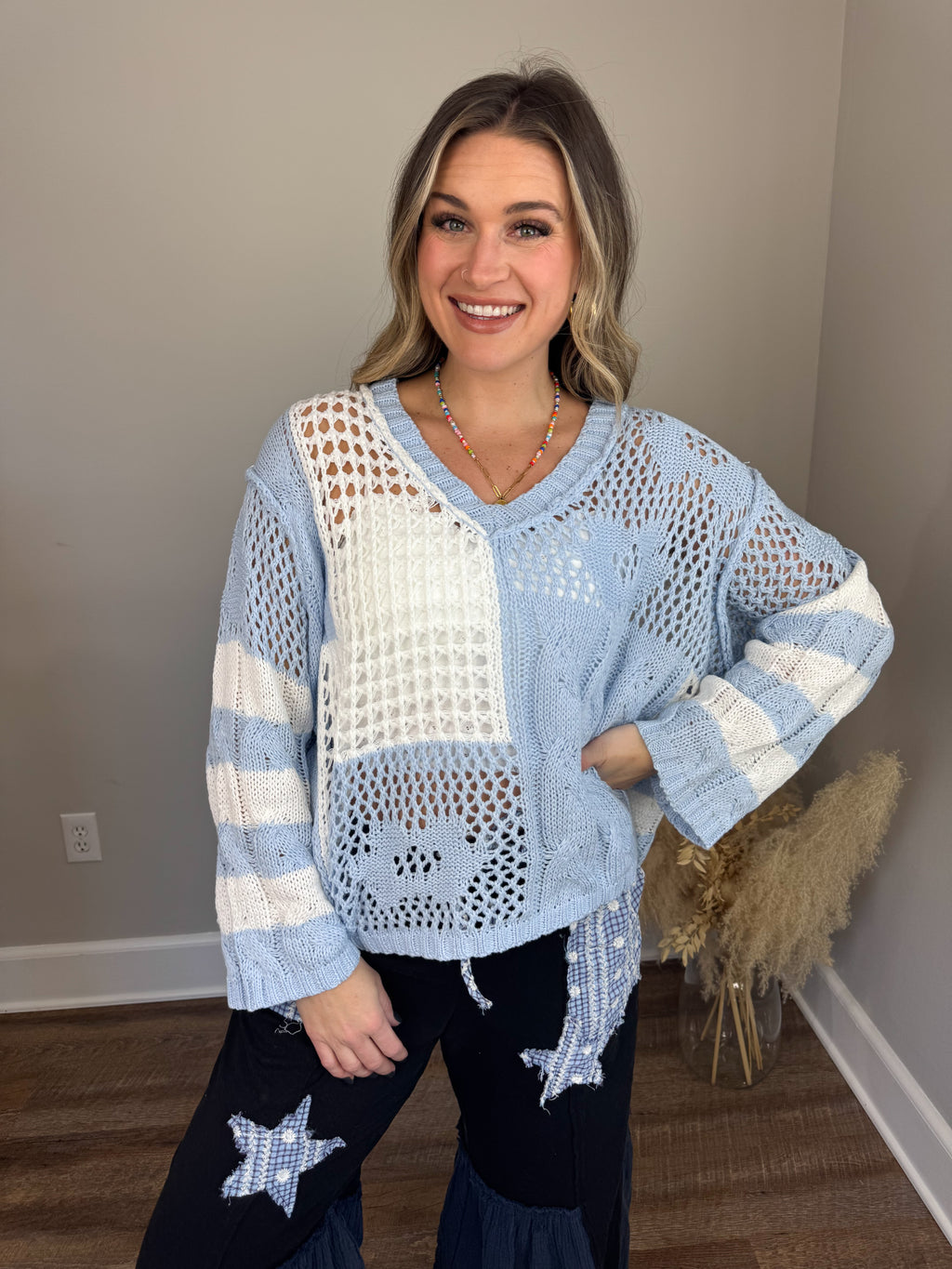 Bypass Knit Sweater | Light Blue