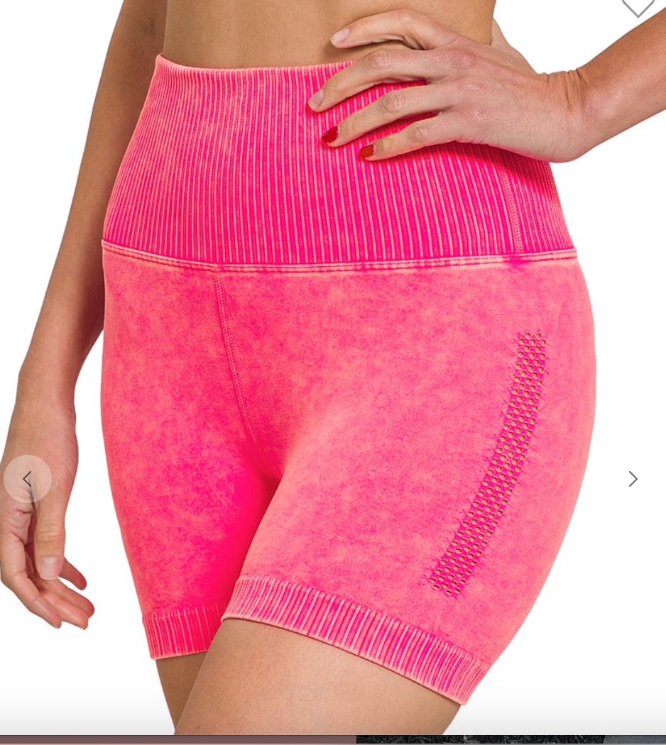 Washed Biker Shorts | Fuchsia