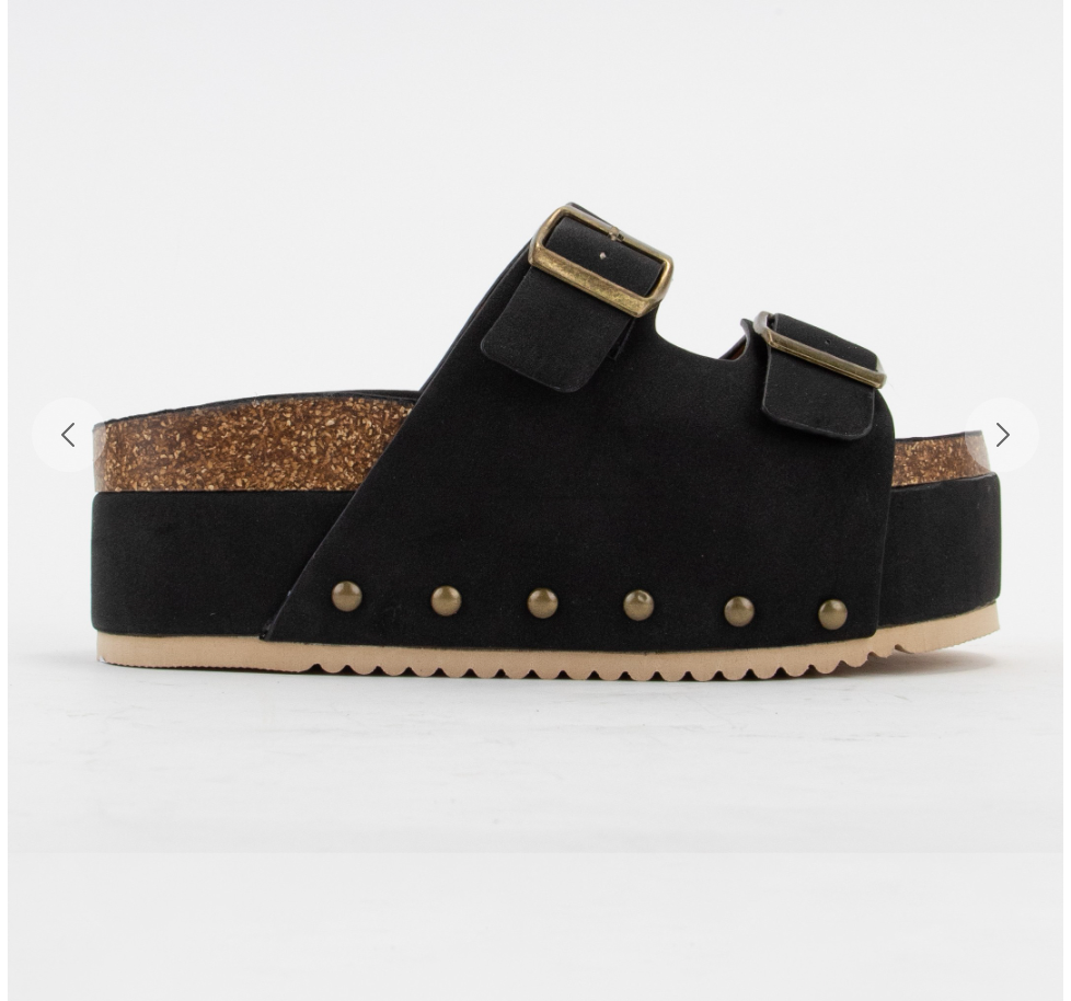 Maddie Platform Studded Sandals | Black