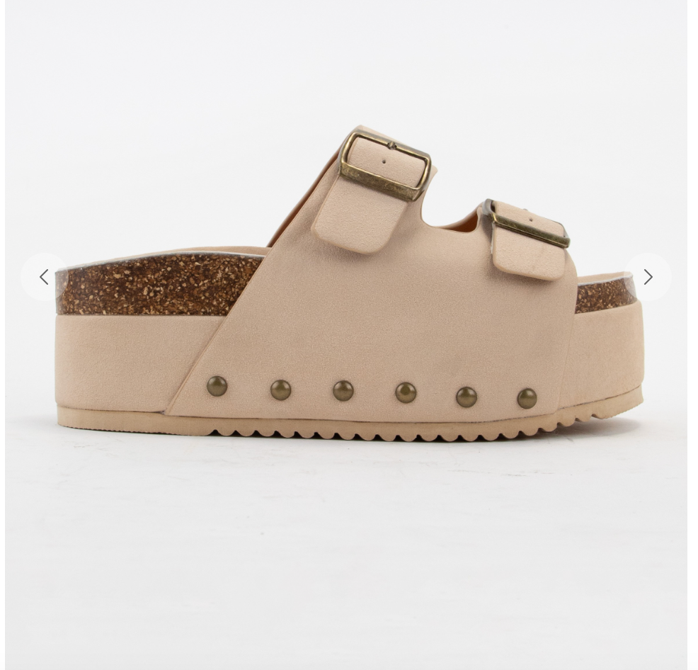 Maddie Platform Studded Sandals | Oatmeal