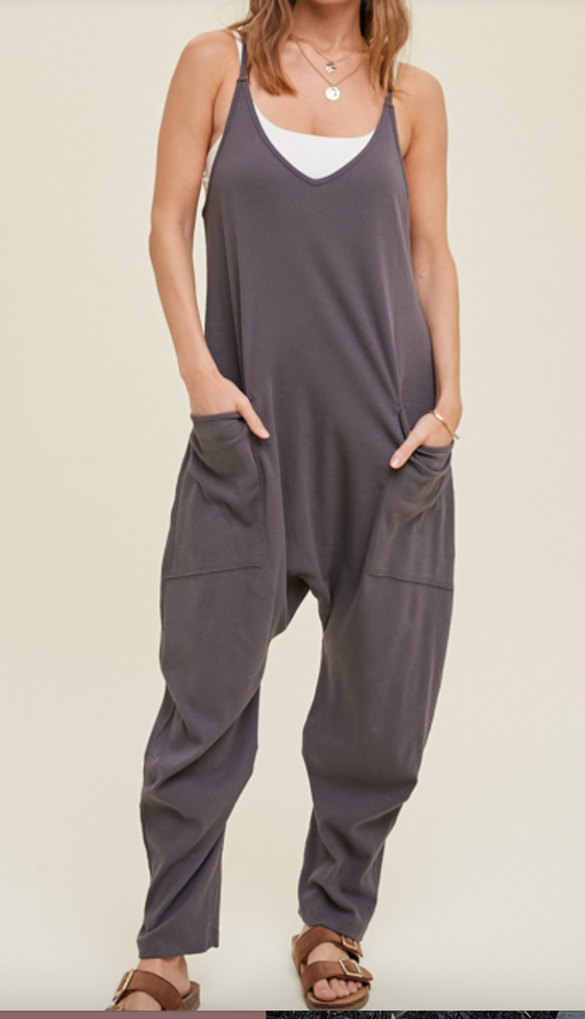 Bailey Ribbed Jumpsuit | Charcoal