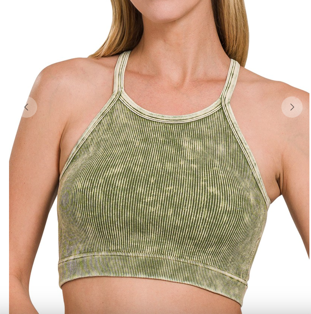 Roam Free Crop Tank | Ash Olive