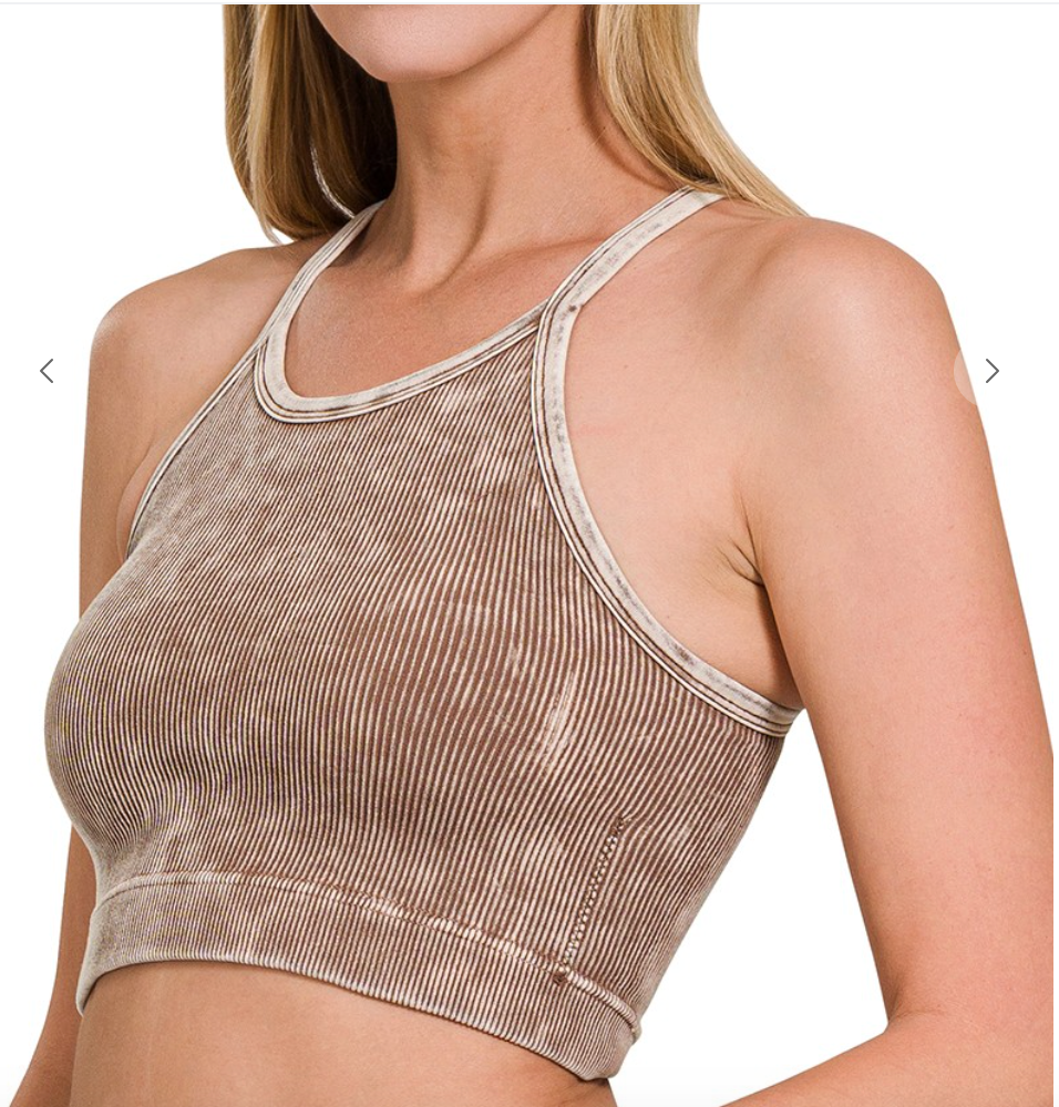 Roam Free PADDED Crop Tank | Mocha