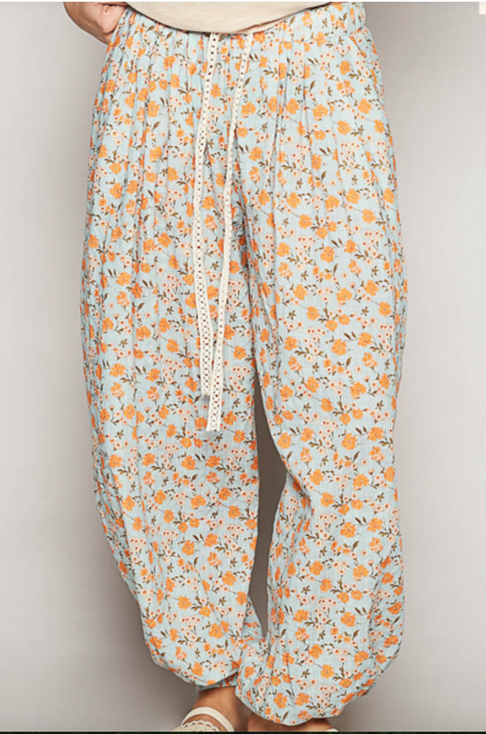 June Printed Pants | Aqua