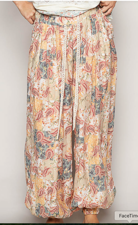 June Printed Pants | Peach