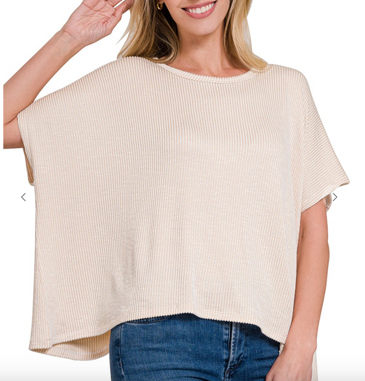 Polar Ribbed Top | Sand Beige