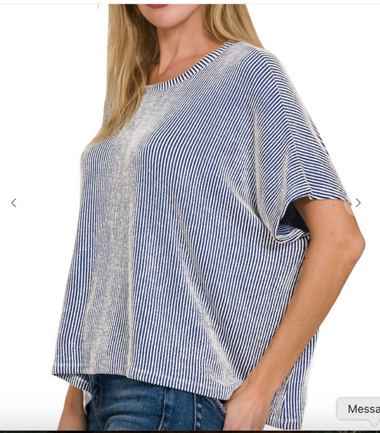 Polar Ribbed Top | Navy