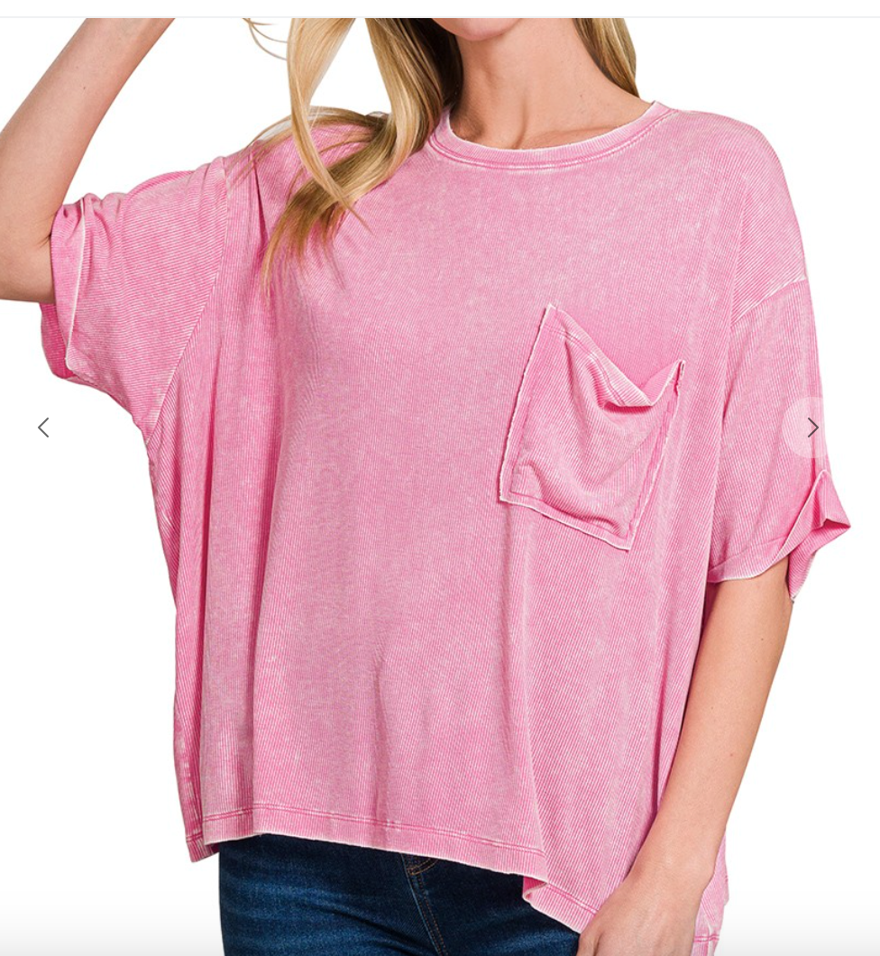 Take It Easy Ribbed Top | Pink