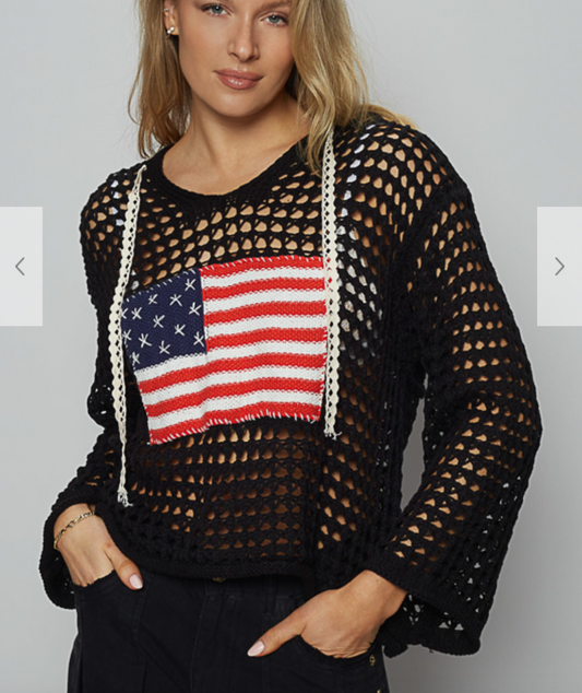 Miley Crochet Hoodie | Black