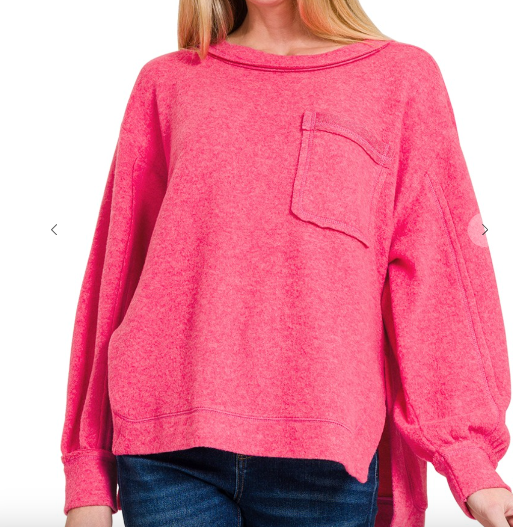Dune Brushed Pullover | Fuchsia