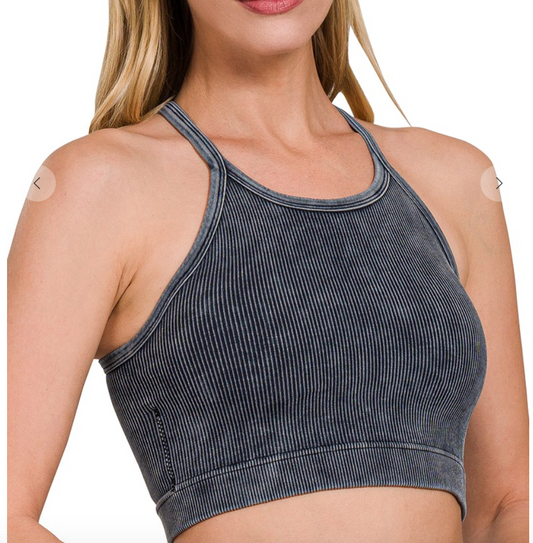 Roam Free PADDED Crop Tank | Ash Black