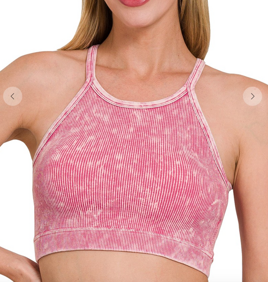 Roam Free PADDED Crop Tank | Ash Pink