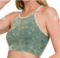 Roam Free PADDED Crop Tank | Dark Green