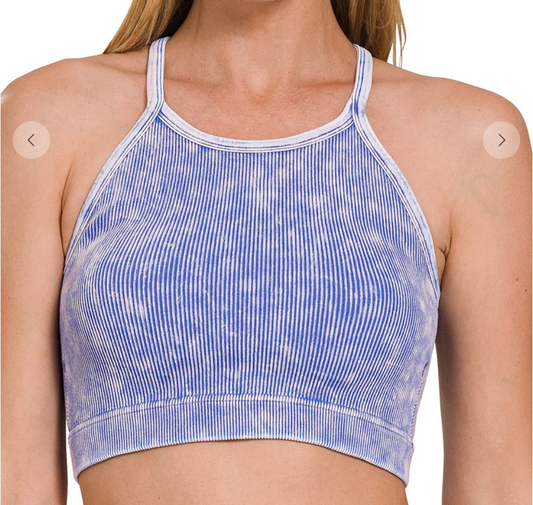 Roam Free PADDED Crop Tank | Light Indigo