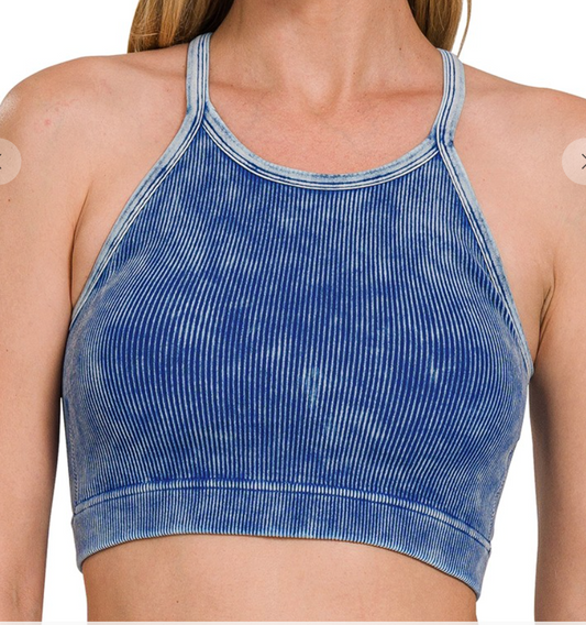 Roam Free PADDED Crop Tank | Light Navy