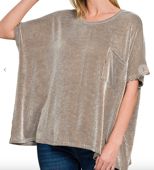 Pocket Polar Ribbed Top | Brown