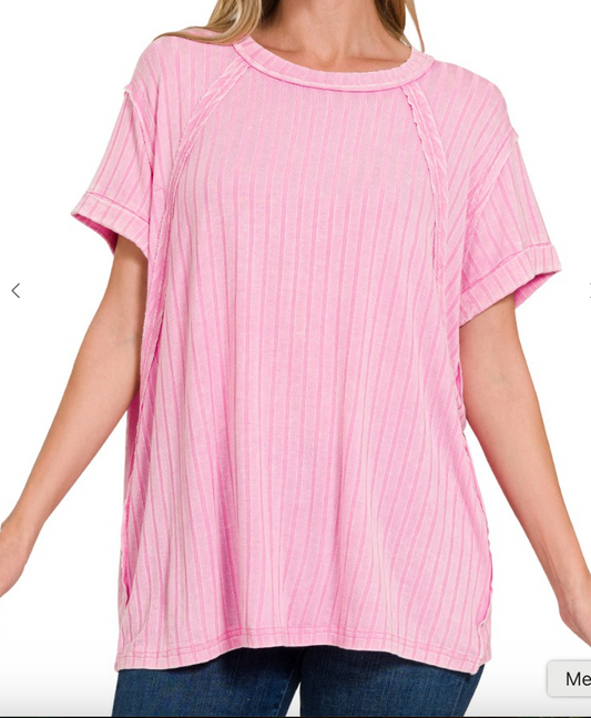 Marina Ribbed Top | Candy Pink