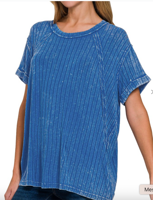Marina Ribbed Top | Classic Blue
