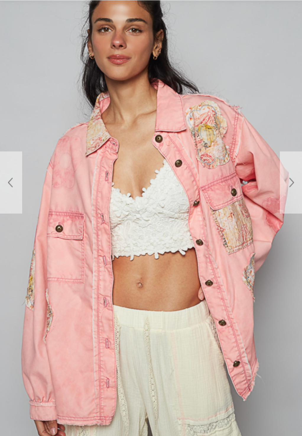 Mosaic Denim Jacket | Pink