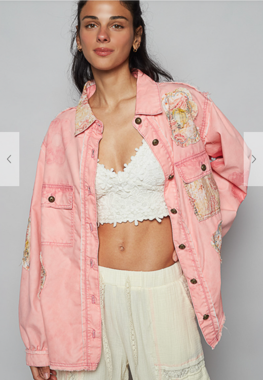 Mosaic Denim Jacket | Pink