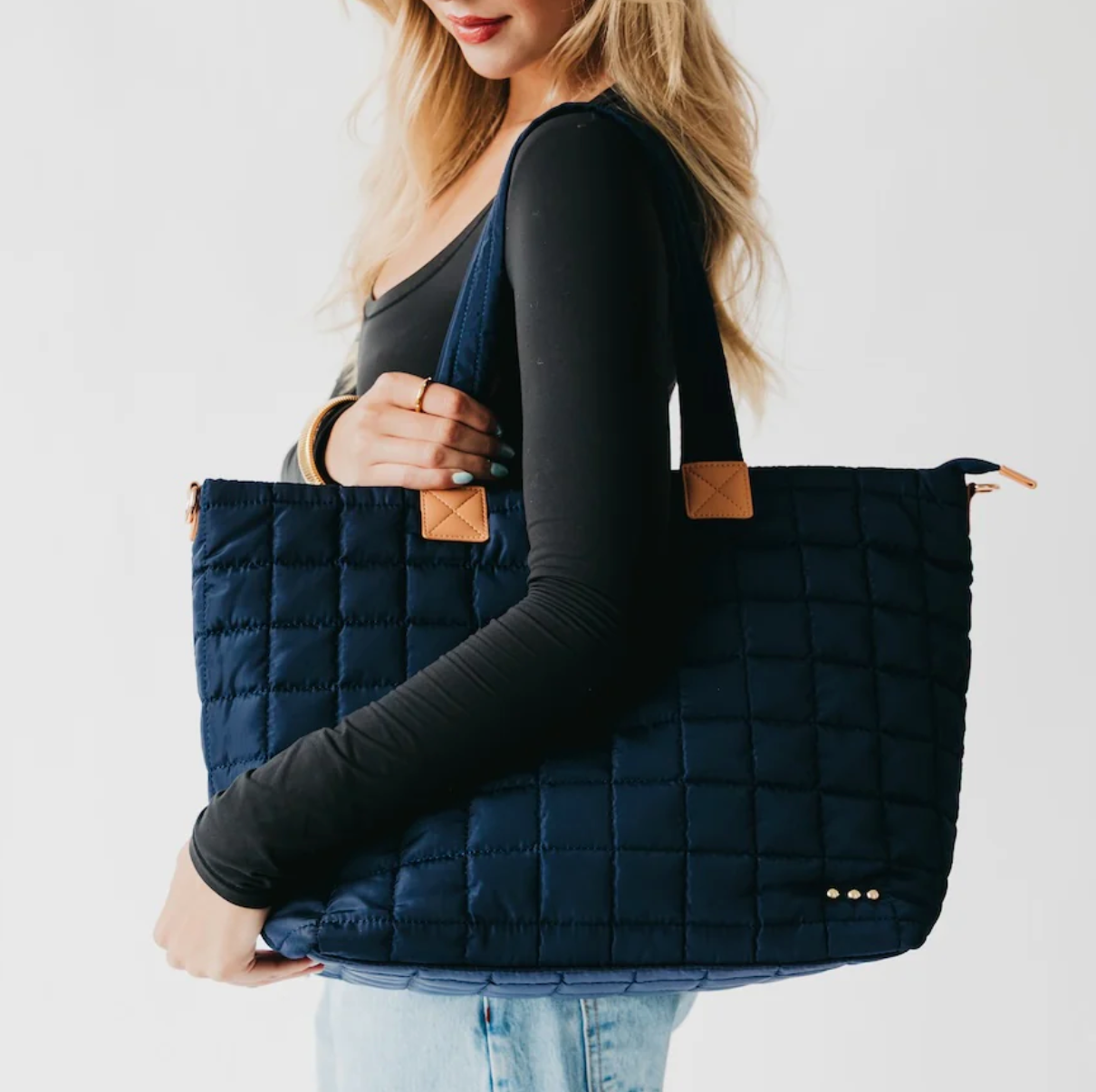 Day Dreamer Quilted Tote Bag | Navy