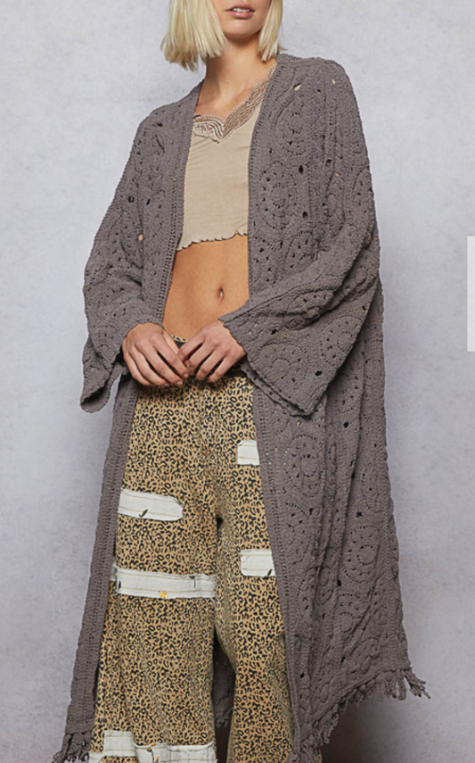 Muse Crochet Cardigan | Charcoal
