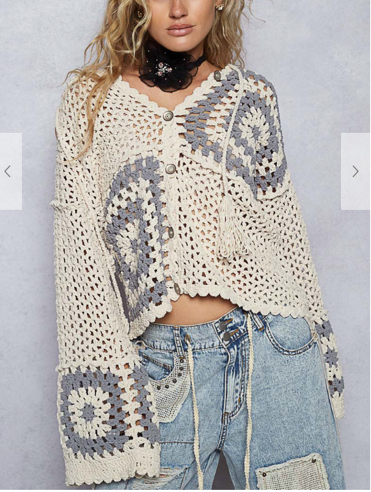 Champagne Problems Crochet Sweater