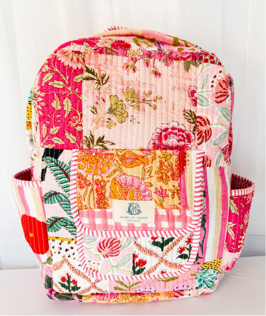 Pink City Quilted Backpack