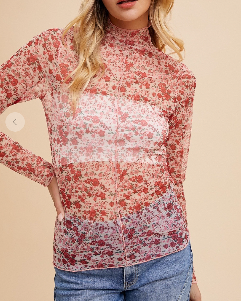 Annie Floral Mesh Top FINAL SALE