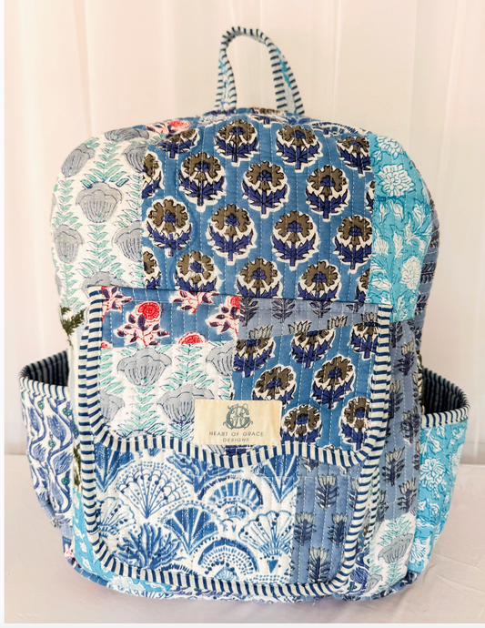 Blue City Quilted Backpack