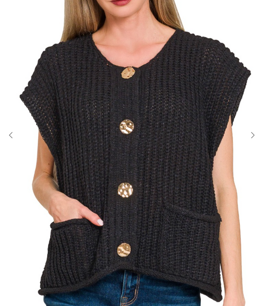 Seafoam Sweater Vest | Black