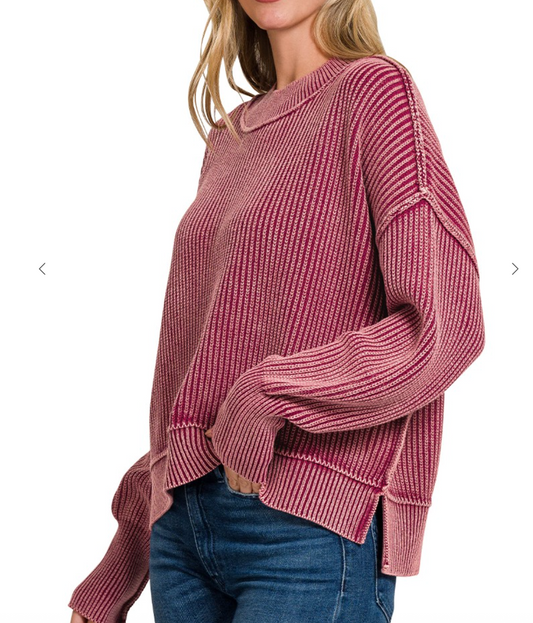 Tammy Washed Sweater | Cabernet