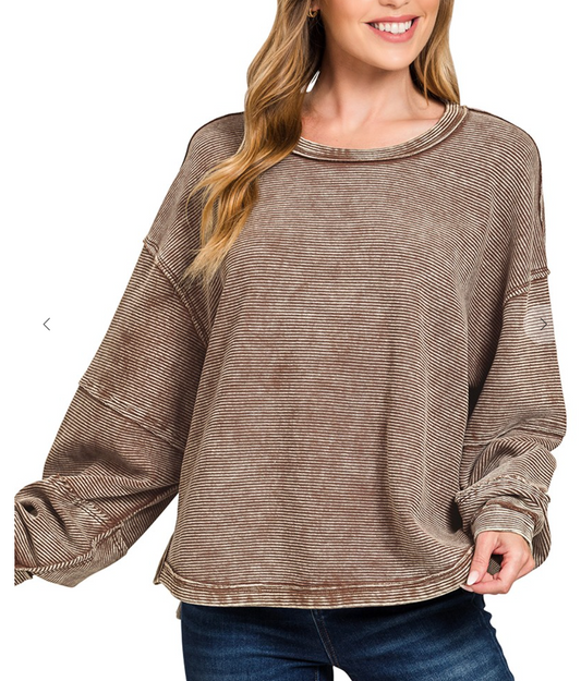 Pebble Shore Ribbed Pullover | Brown