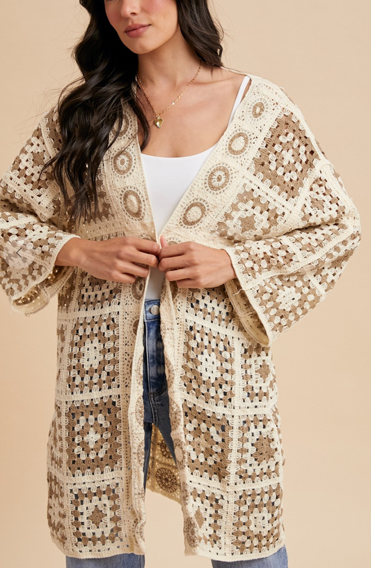 Dusty Petal Crochet Cardigan