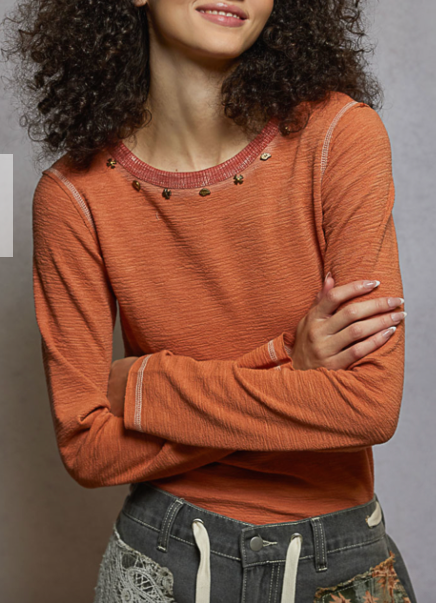 Ivy Long Sleeve Top | Apricot