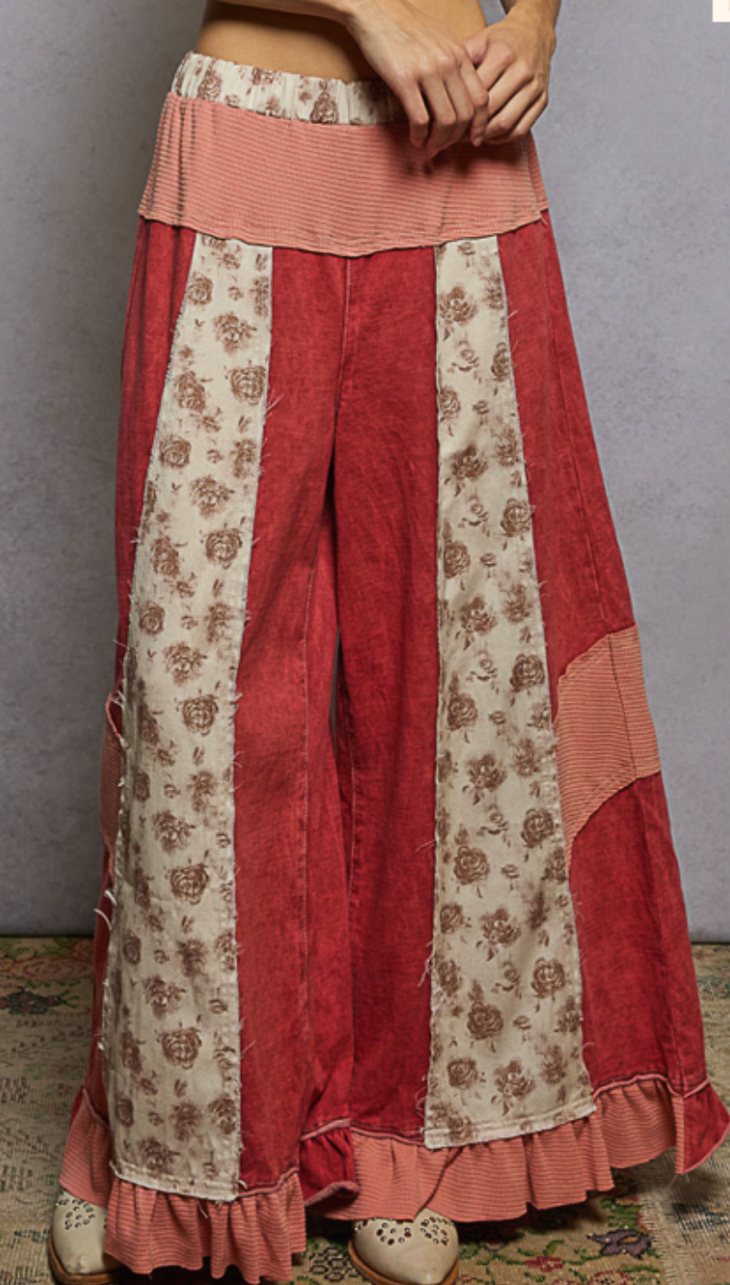 Hank Contrast Pants | Red