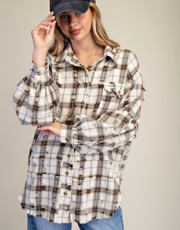Saturn Plaid Flannel | Ecru FINAL SALE