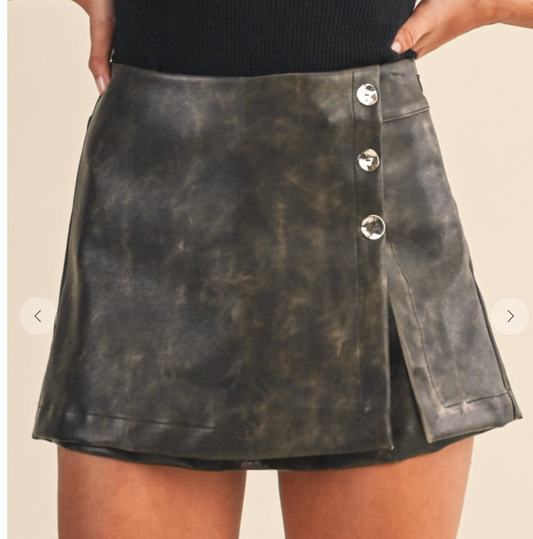 Faux Leather Skort