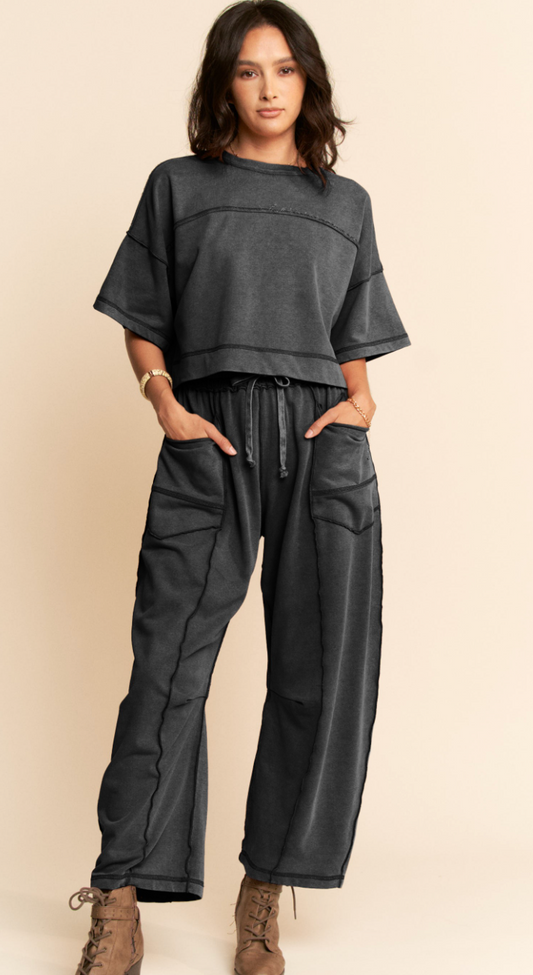 Slow Sunday Barrel Pants | Black