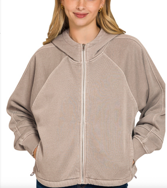 Fleece Zip Up Hoodie | Ash Mocha